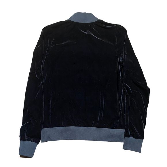 Prismsport Velvet Bomber Jacket Black Small Plush Posh Athleisure Look $125 - Picture 3 of 5
